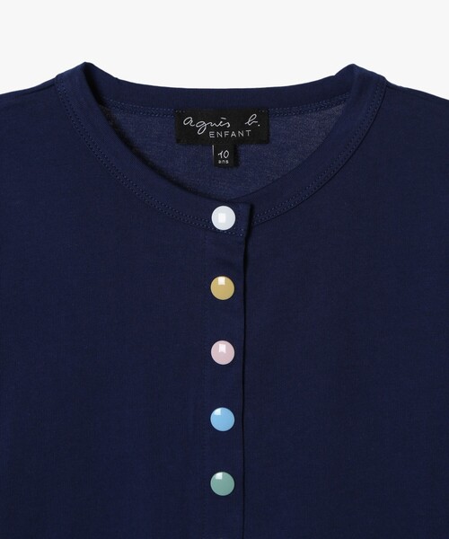 agnes b.（アニエスベー）の「キッズ マルチカラー コットン 長袖 カーディガンプレッション（カーディガン/ボレロ・キッズ・ネイビー・12YEAR/8YEAR/6YEAR/10YEAR/4YEAR）」の3枚目の写真