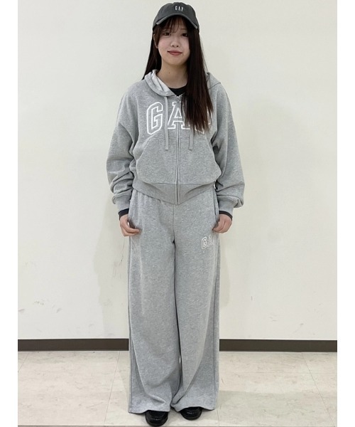 セール】オーバーサイズ GAPロゴ フレンチテリー ジップアップパーカー