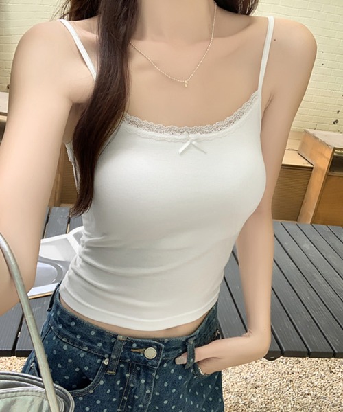 yuue' ( wear )(ユーイ)の「カップ付きレースリボンキャミソール 無地/花柄/ドット柄(キャミソール・レディース・その他1/その他2/ホワイト/ライトグレー/ホワイト系その他/ブラック/アイボリー/グレー・FREE)」の20枚目の写真