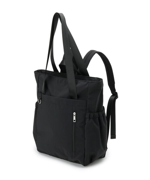 SHOO・LA・RUE（シューラルー）の「【撥水/2WAY/キャリーオン】トートにもなる スクエアリュック（バックパック/リュック・レディース・ナチュラル/カーキ/ブラック・00）」の8枚目の写真