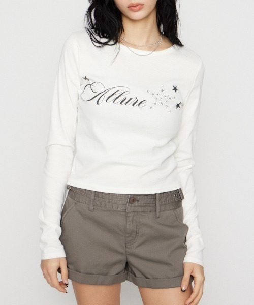 LAGUA GEM（ラグアジェム）の「STAR MOTIF PRINT トップス（Tシャツ/カットソー・レディース・杢グレー/ネイビー/ホワイト・FREE）」の2枚目の写真