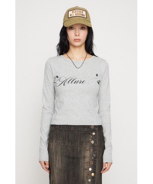 LAGUA GEM（ラグアジェム）の「STAR MOTIF PRINT トップス（Tシャツ/カットソー・レディース・杢グレー/ネイビー/ホワイト・FREE）」の4枚目の写真