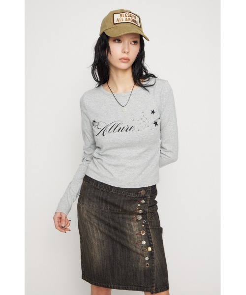 LAGUA GEM（ラグアジェム）の「STAR MOTIF PRINT トップス（Tシャツ/カットソー・レディース・杢グレー/ネイビー/ホワイト・FREE）」の6枚目の写真