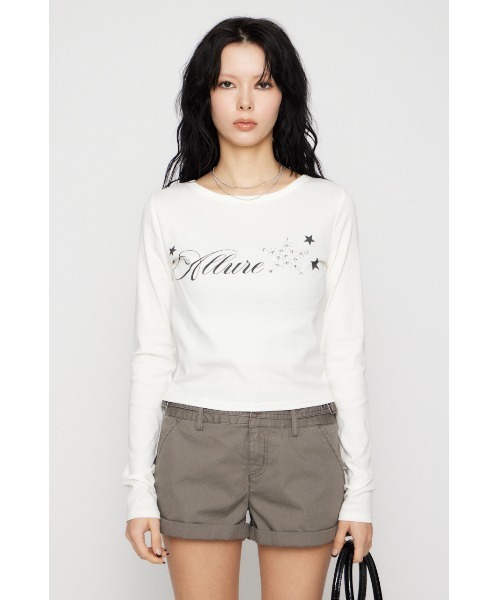 LAGUA GEM（ラグアジェム）の「STAR MOTIF PRINT トップス（Tシャツ/カットソー・レディース・杢グレー/ネイビー/ホワイト・FREE）」の8枚目の写真