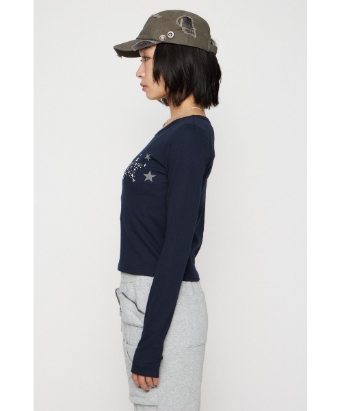 LAGUA GEM（ラグアジェム）の「STAR MOTIF PRINT トップス（Tシャツ/カットソー・レディース・杢グレー/ネイビー/ホワイト・FREE）」の16枚目の写真