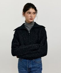 UNNOUT（アナウト）の「CABLE ZIP UP WOOL KNIT CARDIGAN - BLACK（カーディガン/ボレロ）」