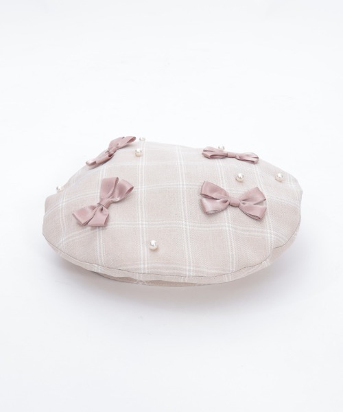 axes femme POETIQUE（アクシーズファムポエティック）の「リボン×パール装飾ベレー（ハンチング/ベレー帽・レディース・ブラック/ベージュ/ミント・FREE）」の6枚目の写真