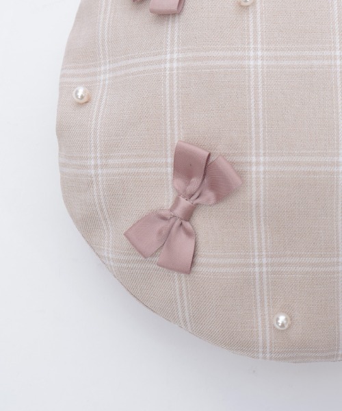 axes femme POETIQUE（アクシーズファムポエティック）の「リボン×パール装飾ベレー（ハンチング/ベレー帽・レディース・ブラック/ベージュ/ミント・FREE）」の9枚目の写真