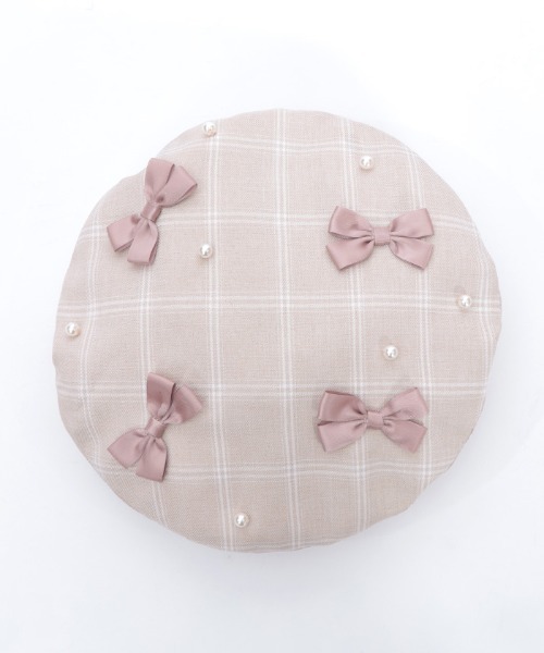 axes femme POETIQUE（アクシーズファムポエティック）の「リボン×パール装飾ベレー（ハンチング/ベレー帽・レディース・ブラック/ベージュ/ミント・FREE）」の10枚目の写真