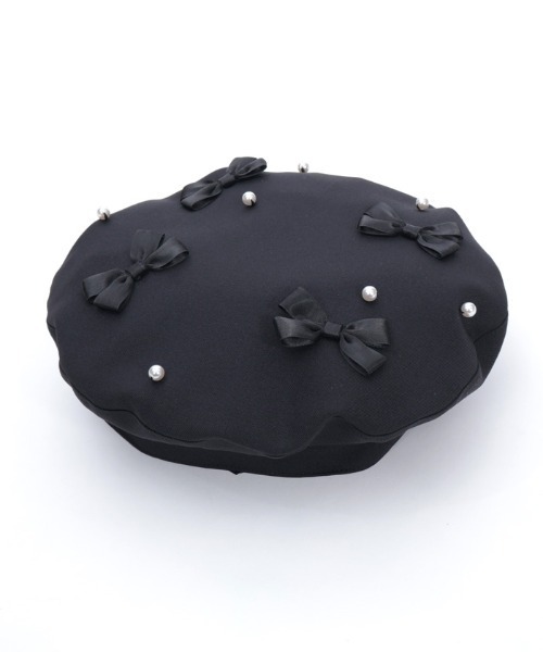 axes femme POETIQUE（アクシーズファムポエティック）の「リボン×パール装飾ベレー（ハンチング/ベレー帽・レディース・ブラック/ベージュ/ミント・FREE）」の15枚目の写真