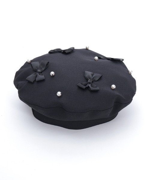 axes femme POETIQUE（アクシーズファムポエティック）の「リボン×パール装飾ベレー（ハンチング/ベレー帽・レディース・ブラック/ベージュ/ミント・FREE）」の16枚目の写真