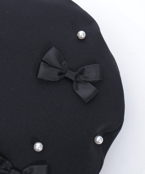 axes femme POETIQUE（アクシーズファムポエティック）の「リボン×パール装飾ベレー（ハンチング/ベレー帽・レディース・ブラック/ベージュ/ミント・FREE）」の17枚目の写真