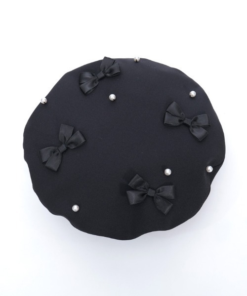 axes femme POETIQUE（アクシーズファムポエティック）の「リボン×パール装飾ベレー（ハンチング/ベレー帽・レディース・ブラック/ベージュ/ミント・FREE）」の19枚目の写真