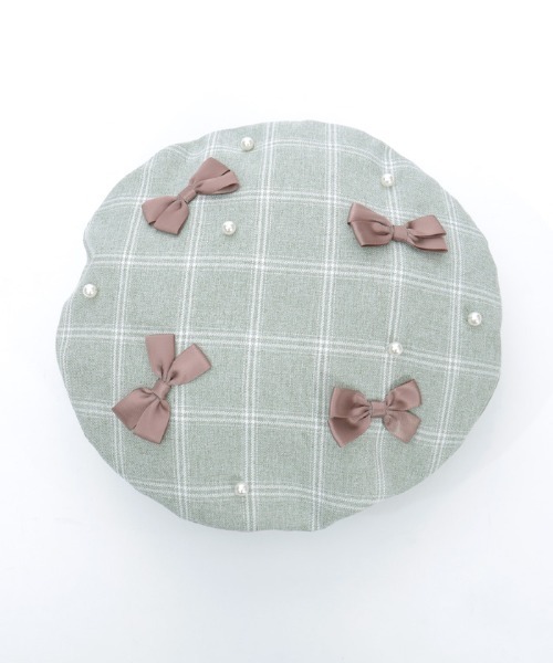 axes femme POETIQUE（アクシーズファムポエティック）の「リボン×パール装飾ベレー（ハンチング/ベレー帽・レディース・ブラック/ベージュ/ミント・FREE）」の21枚目の写真