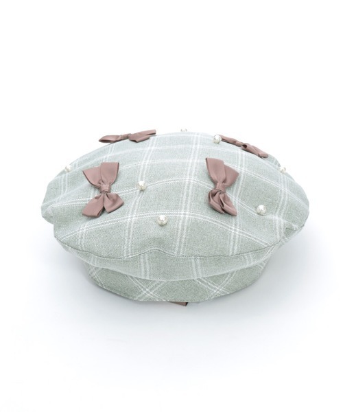 axes femme POETIQUE（アクシーズファムポエティック）の「リボン×パール装飾ベレー（ハンチング/ベレー帽・レディース・ブラック/ベージュ/ミント・FREE）」の22枚目の写真