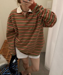 ロングスリーブボーダーポロトップス