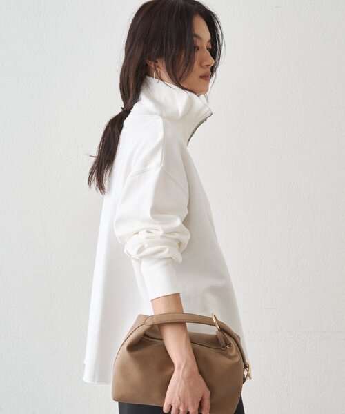 LOUNGEDRESS（ラウンジドレス）の「ハーフZIPプルオーバー（スウェット・レディース・ライトグレー/オフホワイト・FREE）」の9枚目の写真