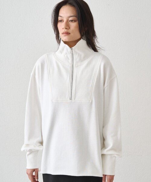 LOUNGEDRESS（ラウンジドレス）の「ハーフZIPプルオーバー（スウェット・レディース・ライトグレー/オフホワイト・FREE）」の13枚目の写真