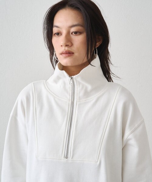 LOUNGEDRESS（ラウンジドレス）の「ハーフZIPプルオーバー（スウェット・レディース・ライトグレー/オフホワイト・FREE）」の16枚目の写真