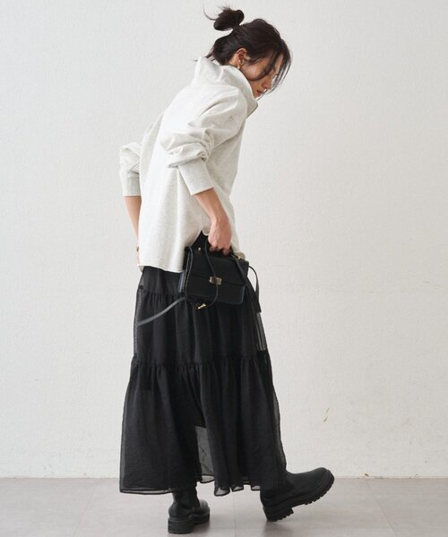 LOUNGEDRESS（ラウンジドレス）の「ハーフZIPプルオーバー（スウェット・レディース・ライトグレー/オフホワイト・FREE）」の21枚目の写真