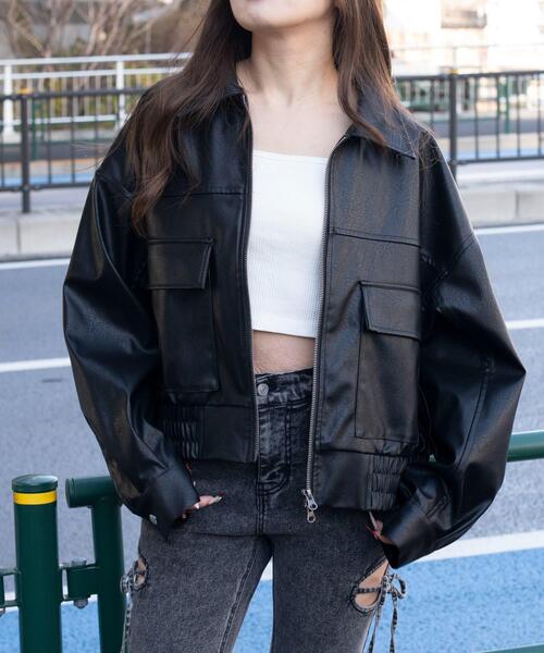 WEGO(ウィゴー)の「WEGO/【26年春新作】PUショートジャケット(ライダースジャケット・レディース・ブラック/ブラウン・FREE)」の1枚目の写真