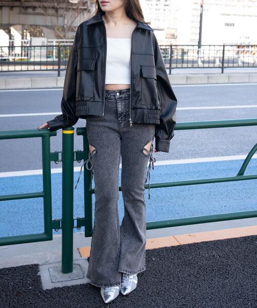 WEGO(ウィゴー)の「WEGO/【26年春新作】PUショートジャケット(ライダースジャケット・レディース・ブラック/ブラウン・FREE)」の13枚目の写真