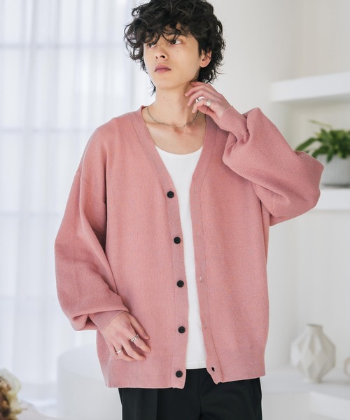 Rocky Monroe(ロッキーモンロー)の「接触冷感 UVカット 無地/アーガイル柄/チェック柄 オーバーサイズハイゲージVネックサマーニット長袖カーディガン(カーディガン/ボレロ・メンズ・グレー/ミント/ブラック/ブルー系/ブラック系/チャコール/ベージュ/アイボリー/ブルー/ピンク/ブラック系1/ベージュ系/ネイビー・L/XL/M)」の16枚目の写真