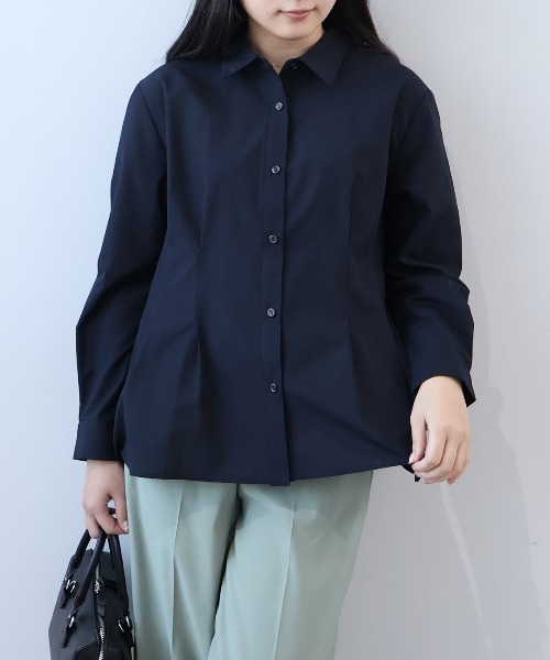 fleur by mint breeze(フルールバイミントブリーズ)の「【L~5L 大きいサイズ】クリアローンサイドタックシャツ(シャツ/ブラウス・レディース・ラベンダー/ネイビー/オフホワイト・LL/5L/4L/3L)」の3枚目の写真