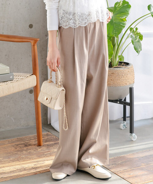 Petitle（プチレ）の「[ 低身長向けサイズ ] ウエストストリングイージーパンツ（その他パンツ・レディース・チャコール/ベージュ/ブラック・PM）」の3枚目の写真