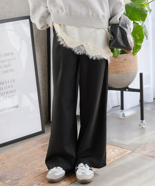 Petitle（プチレ）の「[ 低身長向けサイズ ] ウエストストリングイージーパンツ（その他パンツ・レディース・チャコール/ベージュ/ブラック・PM）」の2枚目の写真