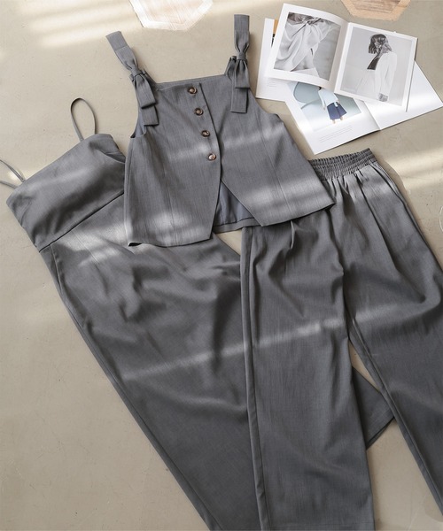 Petitle（プチレ）の「[ 低身長向けサイズ ] ウエストストリングイージーパンツ（その他パンツ・レディース・チャコール/ベージュ/ブラック・PM）」の6枚目の写真