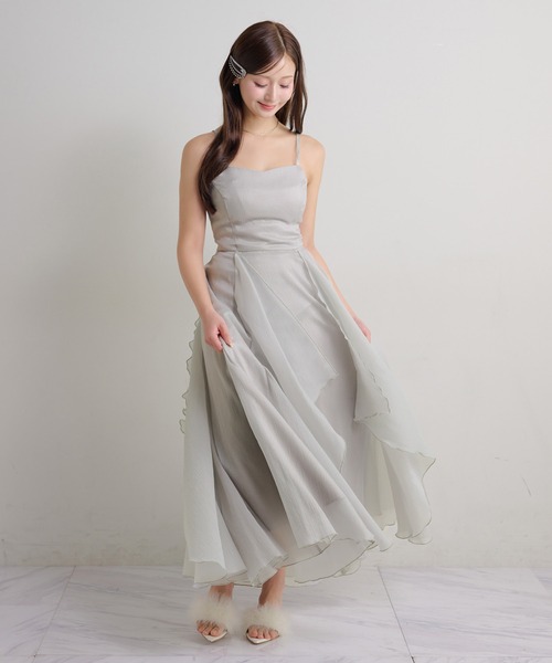 Seemi. byNICECLAUP（ シーミーバイナイスクラップ）の「【Seemi.】イレヘムロングワンピース（ワンピース・レディース・オフホワイト/ブルー系その他/ライトグレー・FREE）」の2枚目の写真