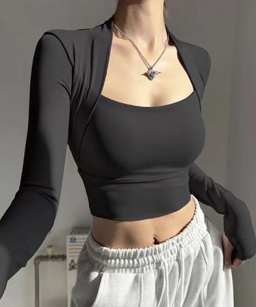 c.u.l(シーユーエル)の「パッド付 タイトフィット スクエア―ネックカットソー culw874(Tシャツ/カットソー・レディース・ベージュ/ホワイト/ブラウン/ブラック・S/M)」の3枚目の写真