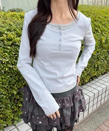 PHILLY（フィリー）の「バイカラーレイヤードヘンリートップス（Tシャツ/カットソー）」