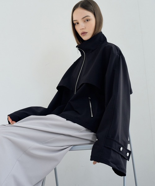 ELLUV（エルブ）の「【ELLUV/エルヴ】ハンティングヨーク ワイドカフスジップアップブルゾン（ブルゾン・メンズ・ブラック/オフホワイト・L/M/S）」の8枚目の写真