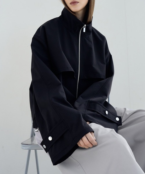 ELLUV（エルブ）の「【ELLUV/エルヴ】ハンティングヨーク ワイドカフスジップアップブルゾン（ブルゾン・メンズ・ブラック/オフホワイト・L/M/S）」の9枚目の写真