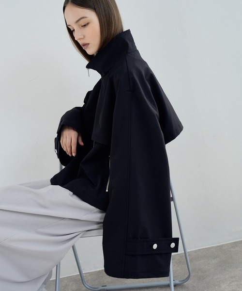 ELLUV（エルブ）の「【ELLUV/エルヴ】ハンティングヨーク ワイドカフスジップアップブルゾン（ブルゾン・メンズ・ブラック/オフホワイト・L/M/S）」の10枚目の写真