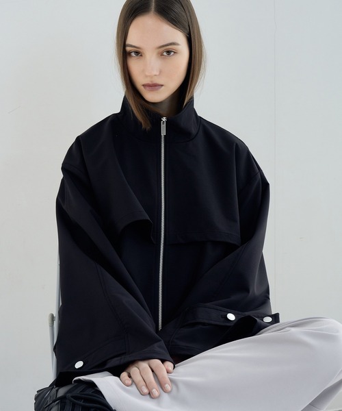 ELLUV（エルブ）の「【ELLUV/エルヴ】ハンティングヨーク ワイドカフスジップアップブルゾン（ブルゾン・メンズ・ブラック/オフホワイト・L/M/S）」の11枚目の写真