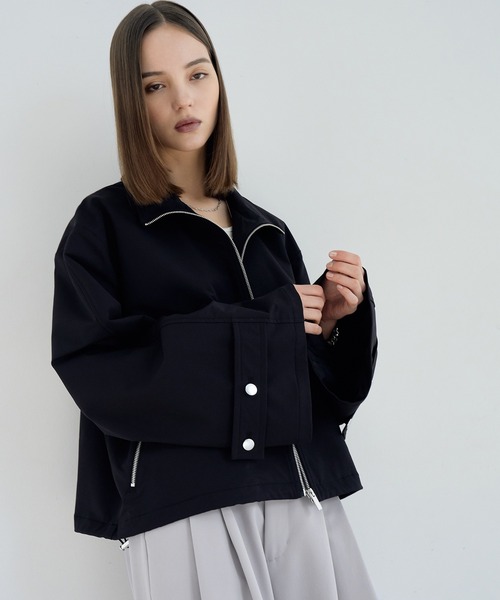 ELLUV（エルブ）の「【ELLUV/エルヴ】ハンティングヨーク ワイドカフスジップアップブルゾン（ブルゾン・メンズ・ブラック/オフホワイト・L/M/S）」の14枚目の写真