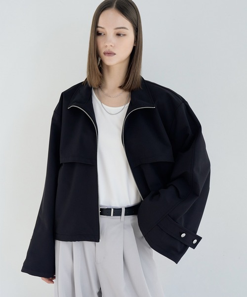 ELLUV（エルブ）の「【ELLUV/エルヴ】ハンティングヨーク ワイドカフスジップアップブルゾン（ブルゾン・メンズ・ブラック/オフホワイト・L/M/S）」の15枚目の写真