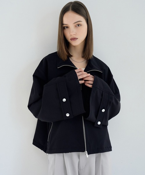 ELLUV（エルブ）の「【ELLUV/エルヴ】ハンティングヨーク ワイドカフスジップアップブルゾン（ブルゾン・メンズ・ブラック/オフホワイト・L/M/S）」の16枚目の写真