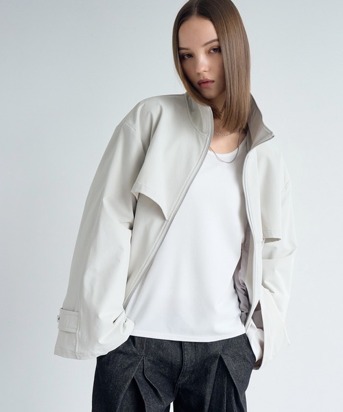 ELLUV（エルブ）の「【ELLUV/エルヴ】ハンティングヨーク ワイドカフスジップアップブルゾン（ブルゾン・メンズ・ブラック/オフホワイト・L/M/S）」の22枚目の写真