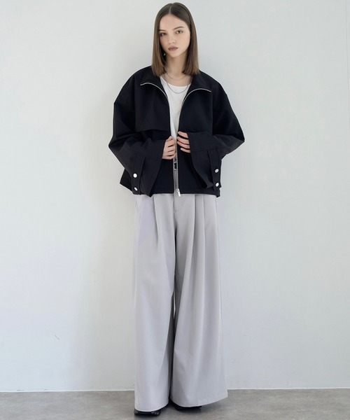 ELLUV（エルブ）の「【ELLUV/エルヴ】ハンティングヨーク ワイドカフスジップアップブルゾン（ブルゾン・メンズ・ブラック/オフホワイト・L/M/S）」の17枚目の写真