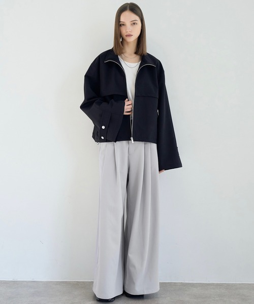 ELLUV（エルブ）の「【ELLUV/エルヴ】ハンティングヨーク ワイドカフスジップアップブルゾン（ブルゾン・メンズ・ブラック/オフホワイト・L/M/S）」の18枚目の写真