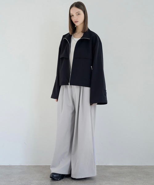 ELLUV（エルブ）の「【ELLUV/エルヴ】ハンティングヨーク ワイドカフスジップアップブルゾン（ブルゾン・メンズ・ブラック/オフホワイト・L/M/S）」の19枚目の写真