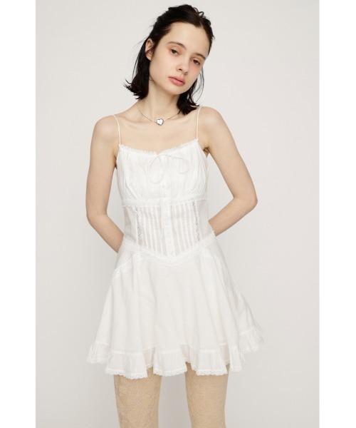 SLY(スライ)の「COTTON FRILL CAMI TOPS コットンフリルキャミトップス 春服(キャミソール・レディース・アイボリー/ブラック・FREE)」の5枚目の写真