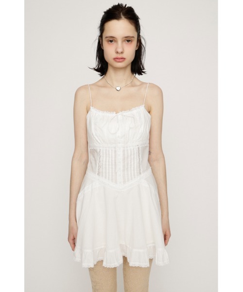 SLY(スライ)の「COTTON FRILL CAMI TOPS コットンフリルキャミトップス 春服(キャミソール・レディース・アイボリー/ブラック・FREE)」の6枚目の写真