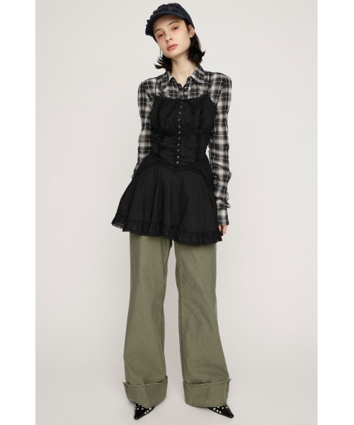 SLY(スライ)の「COTTON FRILL CAMI TOPS コットンフリルキャミトップス 春服(キャミソール・レディース・アイボリー/ブラック・FREE)」の7枚目の写真