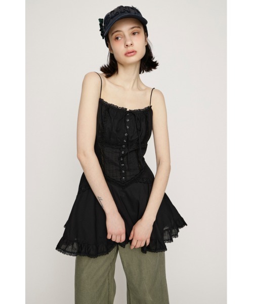 SLY(スライ)の「COTTON FRILL CAMI TOPS コットンフリルキャミトップス 春服(キャミソール・レディース・アイボリー/ブラック・FREE)」の8枚目の写真