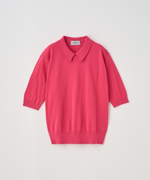 JOHN SMEDLEY（ジョンスメドレー）の「ボタンレス半袖コットンニットポロシャツ（ポロシャツ・レディース・ピンク系その他2・S/M）」の2枚目の写真